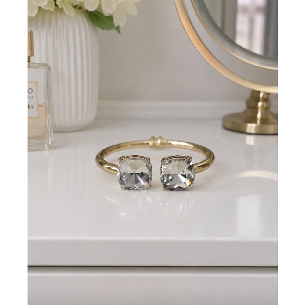 Cache Gold Clear Large Stone Hinge Bracelet New